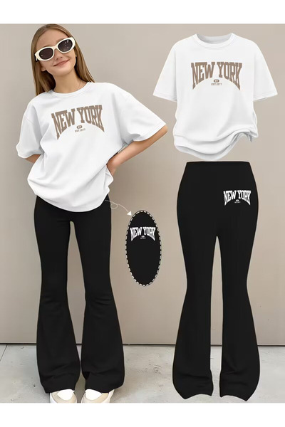 YUNAYT Set de pantaloni evazați și tricou spaniol pentru fete
