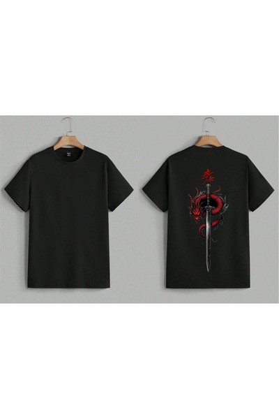 EFEVRA Sword and Dragon Printed Oversized T-Shirt