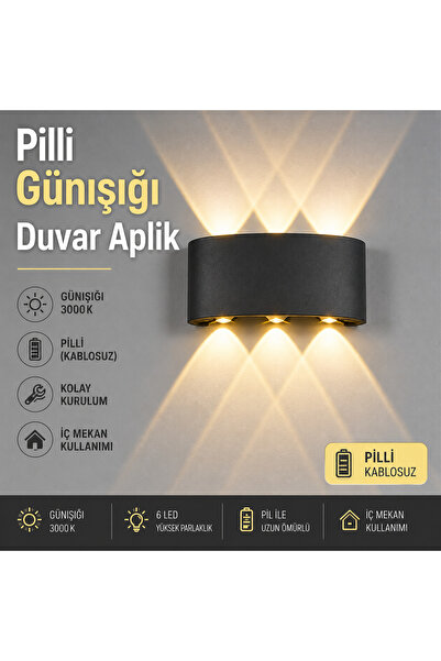 Sunbox Pilli Günışığı LED Duvar Aplik – Kablosuz Modern Aydınlatma 3000K