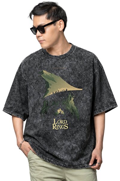 SEVBANO Tricou unisex oversize vintage cu imprimeu Stăpânul Inelelor Gandalf,...