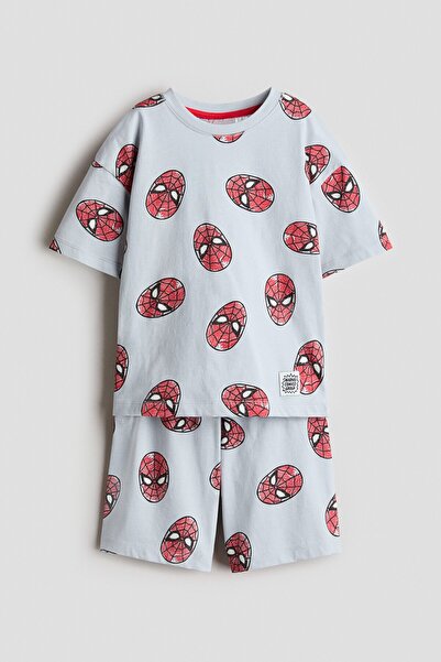 H&M Pamuklu ve Baskılı Pijama Takımı
