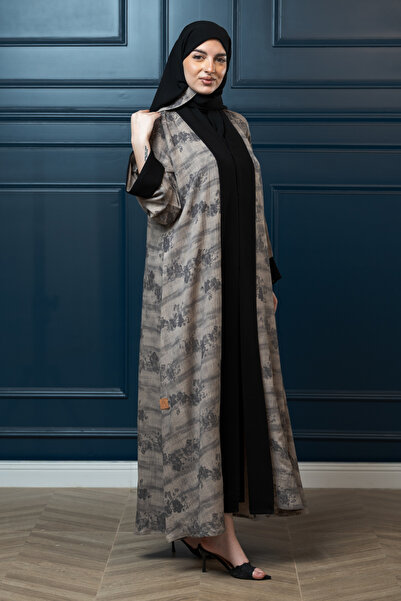 LAVİNİA Lavinia Women's Abaya, Beige Lenn Fabric, Quarter Clouche