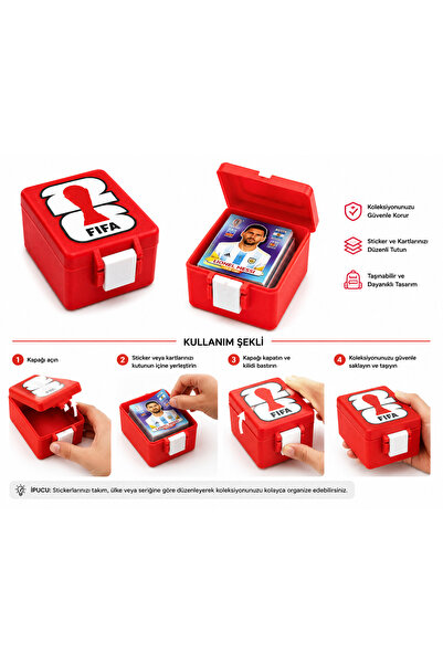 FIFA Dünya Kupası Sticker Saklama Kutusu | Panini Kart Düzenleyici Koleksiyon Kutusu | 3D Baskı Kart Organizer