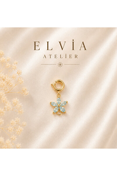 Elvia Atelier Charm Ucu Kolye ve Bileklik Ucu Mavi Lotus