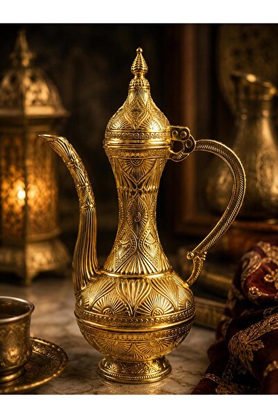LOREMPBOX Osmanlı İşlemeli Bronz Dekoratif İbrik 25 Cm – El Yapımı Vintage Sa...