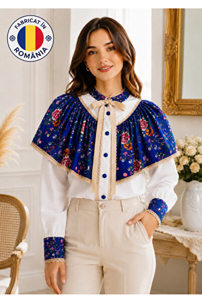 OEM Camasa Traditionala,Eleganta, Bumbac 100%, Alb, Detalii Florale