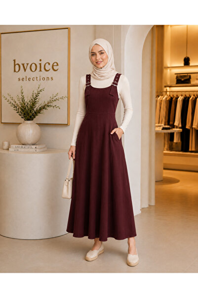 BVOİCE SELECTİONS Metal askılı yarım fermuarlı gabardin jile-Bordo