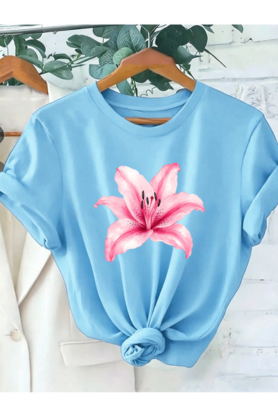 SUNFREE LILY FLOWER Ženska letnja majica kratkih rukava sa printom, oversize,...