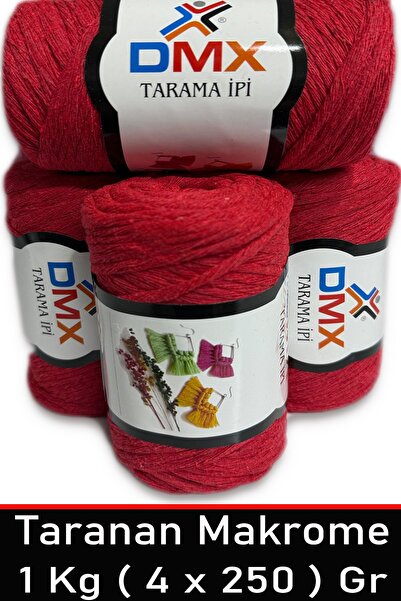 Diva İplik Sfoară de macrame Taranan de lux de 4 mm - Ață simplă - 2126 Roșu