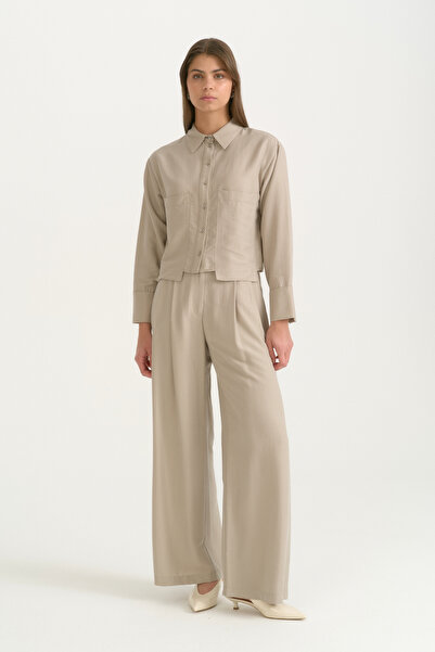 Nihan Lyocell Palazzo Pants - Stone