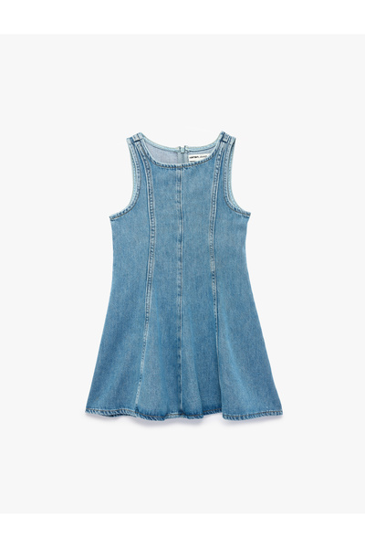 Koton Rochie din denim cu croială lejeră, în formă de A, fără mâneci, cu deco...