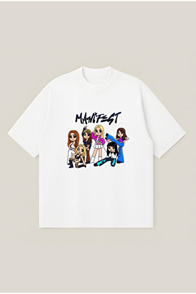 Moon Dancer Manifest Karikatur Baskılı Oversize Boxy Kesim Unisex %100 Pamukl...