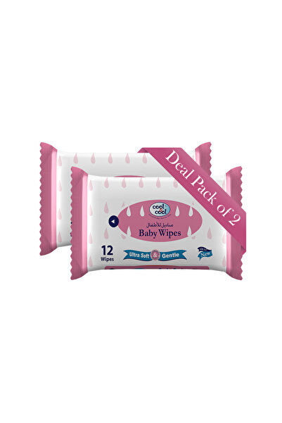 COOL & COOL Baby Wipes 12's (Twin Pack) - Alcohol Free,Paraben Free,Vitamin E...
