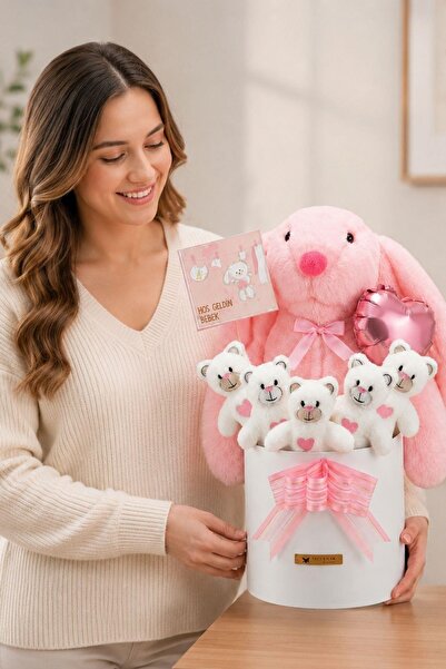 Solemia Yenidoğan Kız Bebek Hediyesi – Baby Shower Tavşan Uyku Arkadaşı ve Pe...