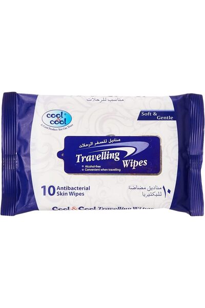 COOL & COOL Travelling Wipes - 10's - Convenient for Travel,Antibacterial Ski...