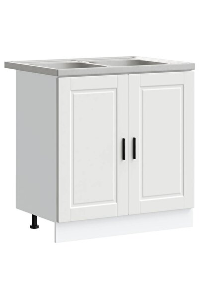 vidaxl Porto 2 pcs white composite wood sink base cabinet with storage