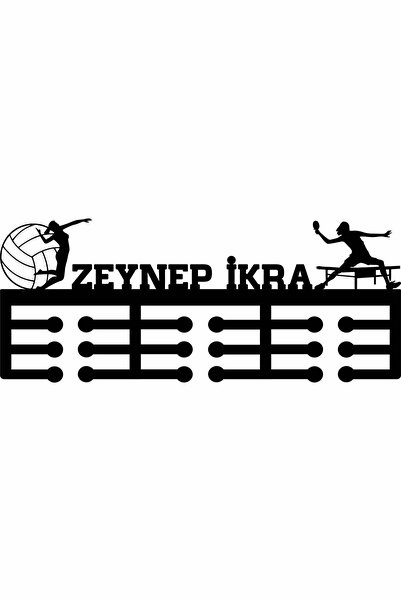 14 Design Kişiye Özel Tenis Madalya Askısı - Kadın Figür