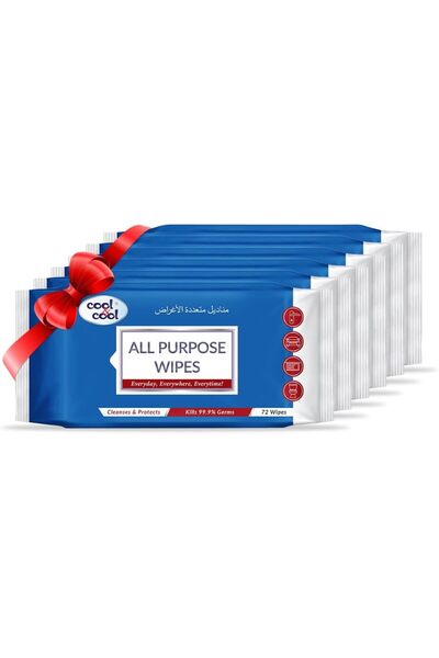 COOL & COOL All Purpose Wipes 72's(Pack of 6) - Cleanses & Protects,Kills 99....