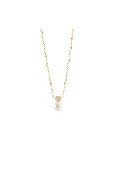 OXETTE 18k Gold Plated Choker Necklace with Synthetic Pearl Pendant Links