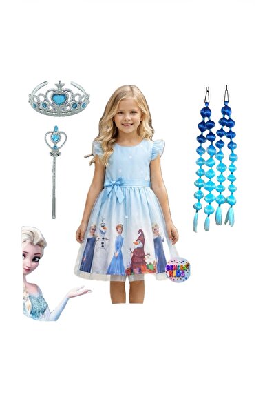 bemora kids Rochie Elsa Anna Frozen, rochie albastră, rochie imprimată Elsa A...