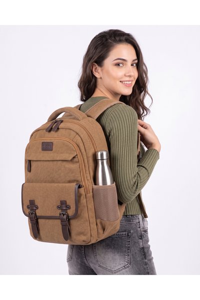 Alone Kanvas Sırt Çantası Laptop Bölmeli | Okul, Şehir ve Doğa | Allone 5043 Siyah