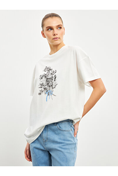 LC Waikiki Crew Neck Floral Oversize Women's T-Shirt