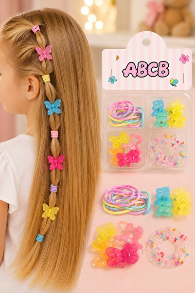 Trend Mix Kids Children's Colorful Hair Accessory Set Rubber Bands and Barret...