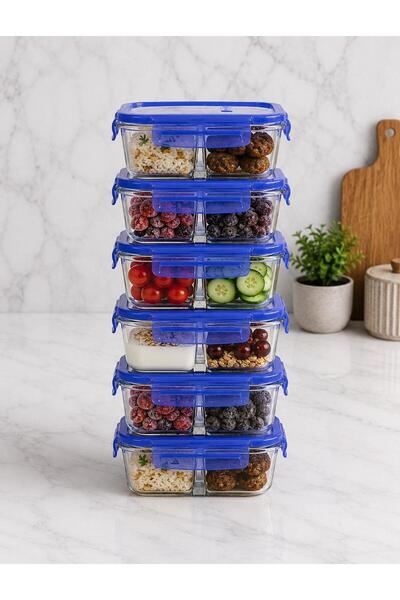 SELKA HOME Lina 6-Compartment Glass Storage Container