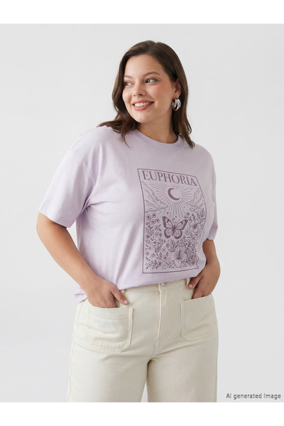 LC Waikiki Tricou pentru damă cu imprimeu cu gât crew