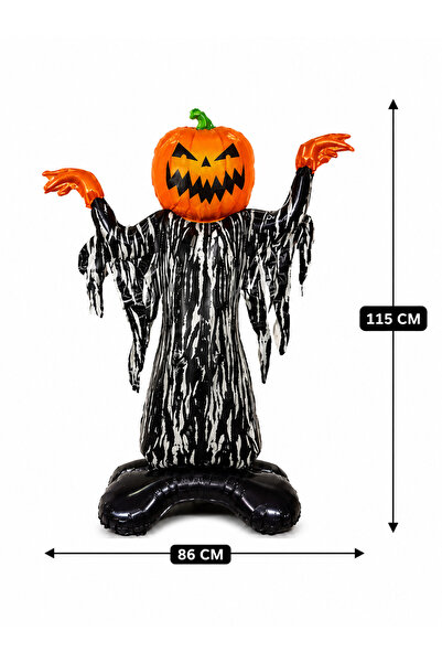 PARTİPORT Halloween Pumpkin Scarecrow Foil Balloon 86X115 cm Halloween Party ...