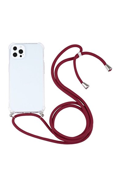sscase Four-Corner Shockproof Θήκη Σιλικόνης Διάφανη με Λουράκι Wine Red (App...