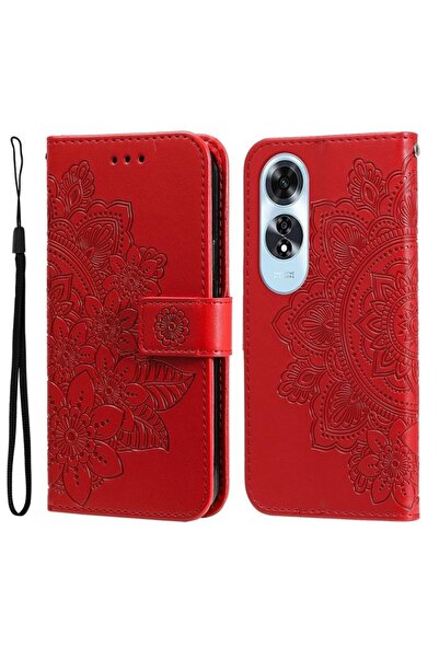 sscase 7-Petal Flowers Θήκη Πορτοφόλι Red (Oppo A60 4G)