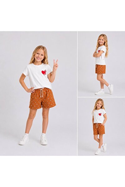 Melodikids Момичешки летен памучен комплект от тениска и къси панталони