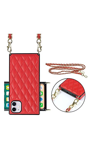 sscase Elegant Rhombic Pattern Θήκη Σιλικόνης με Λουράκι Red (Apple iPhone 11)