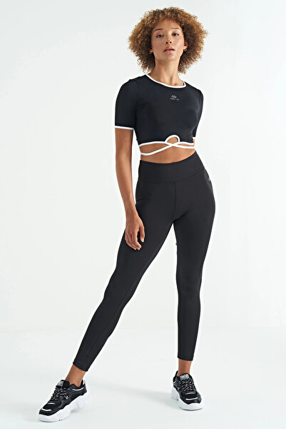 TOMMY LIFE Visoko strukirane ženske leggins od ronilačke tkanine, uski kroj 9...