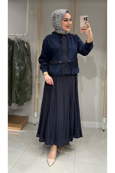 Solishop Hooded Half-Zip Skirted Suit