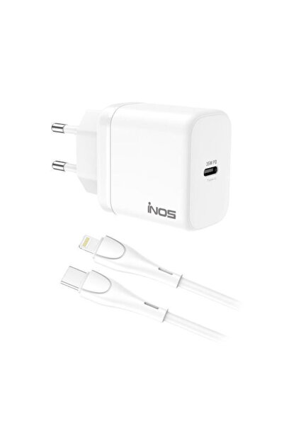 inos Φορτιστής GaN με Θύρα USB-C και Καλώδιο USB-C σε Lightning 35W Power Del...