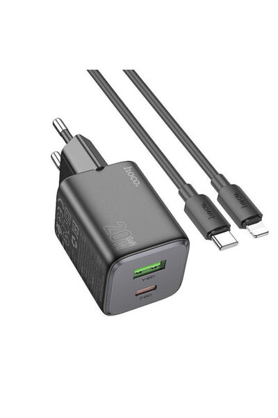 hoco. Φορτιστής Hoco με θύρα USB-A και θύρα USB-C και καλώδιο USB-C σε Lightn...