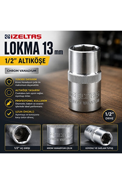 İzeltaş 13 mm 1/2 Lokma Anahtar