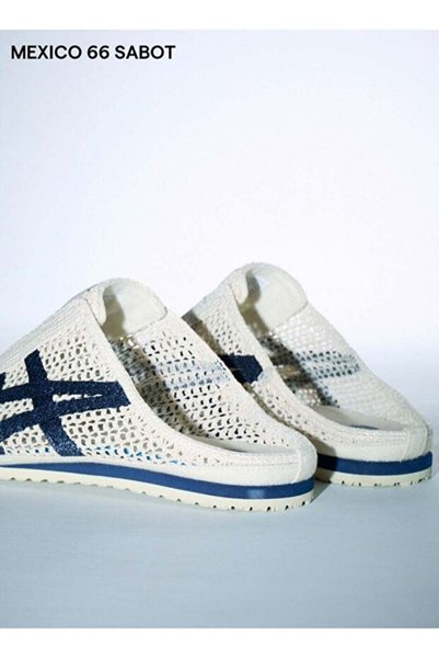 Asics & Onitsuka Tiger نوصي بتحديد المقاس بشكل مسبق | صندل سابوت سهل الارتداء باللون البيج/الأزرق للرجال/النساء/الطلاب