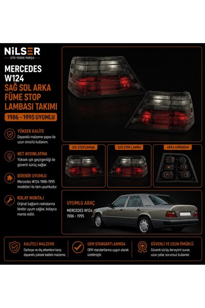 NS Nilser Auto Parts Mercedes W124 Sağ Sol Arka FÜME Stop Lambası Takımı 1986...