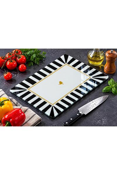Zarif Home Cam Kesme Panosu 25x35 cm | Dekoratif Temperli Cam Kesim Tahtası