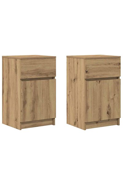 vidaxl Noptiere, 2 buc., stejar artizanal, 39x35x65 cm, lemn prelucrat