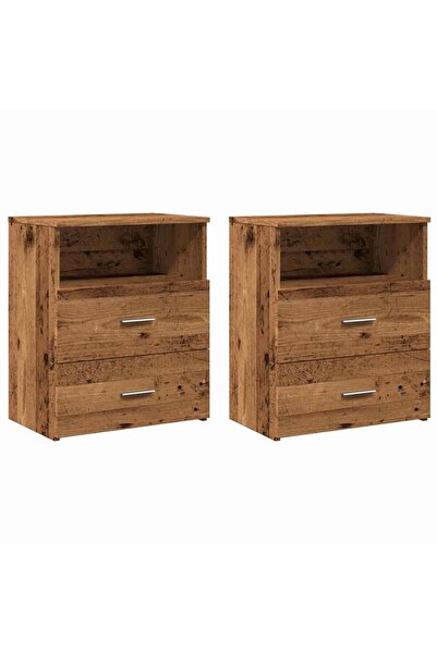 vidaxl Noptiere, 2 buc, lemn învechit, 50x32x60 cm, lemn prelucrat