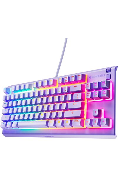SteelSeries Apex 3 TKL Keyboard with English Layout, Lavender Color, Model 64...