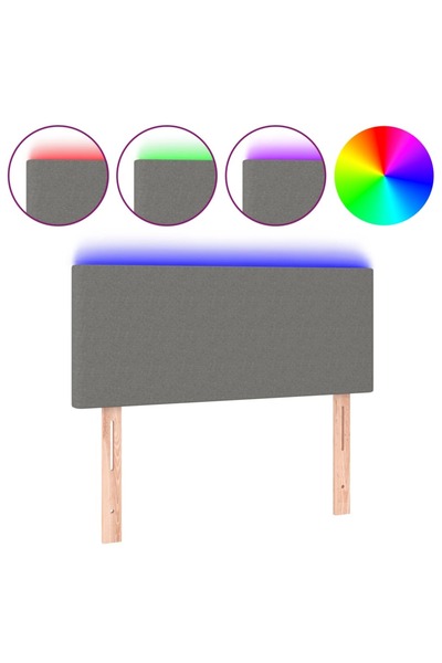 vidaxl LED headboard, dark grey, 90x5x78/88 cm, textile