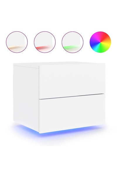 vidaxl Noptieră montată pe perete cu lumini LED, alb