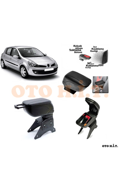 OTO H.İ.T. RENAULT CLİO 3 Uyumlu Kol Dayama Ve Kolçak Sürgülü Bardaklıklı Aya...