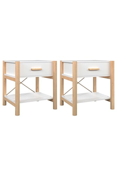 vidaxl Noptiere, 2 buc., alb, 42x38x45 cm, lemn prelucrat