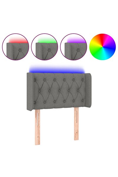 vidaxl Tăblie de pat cu LED, gri închis, 83x16x78/88 cm, textil